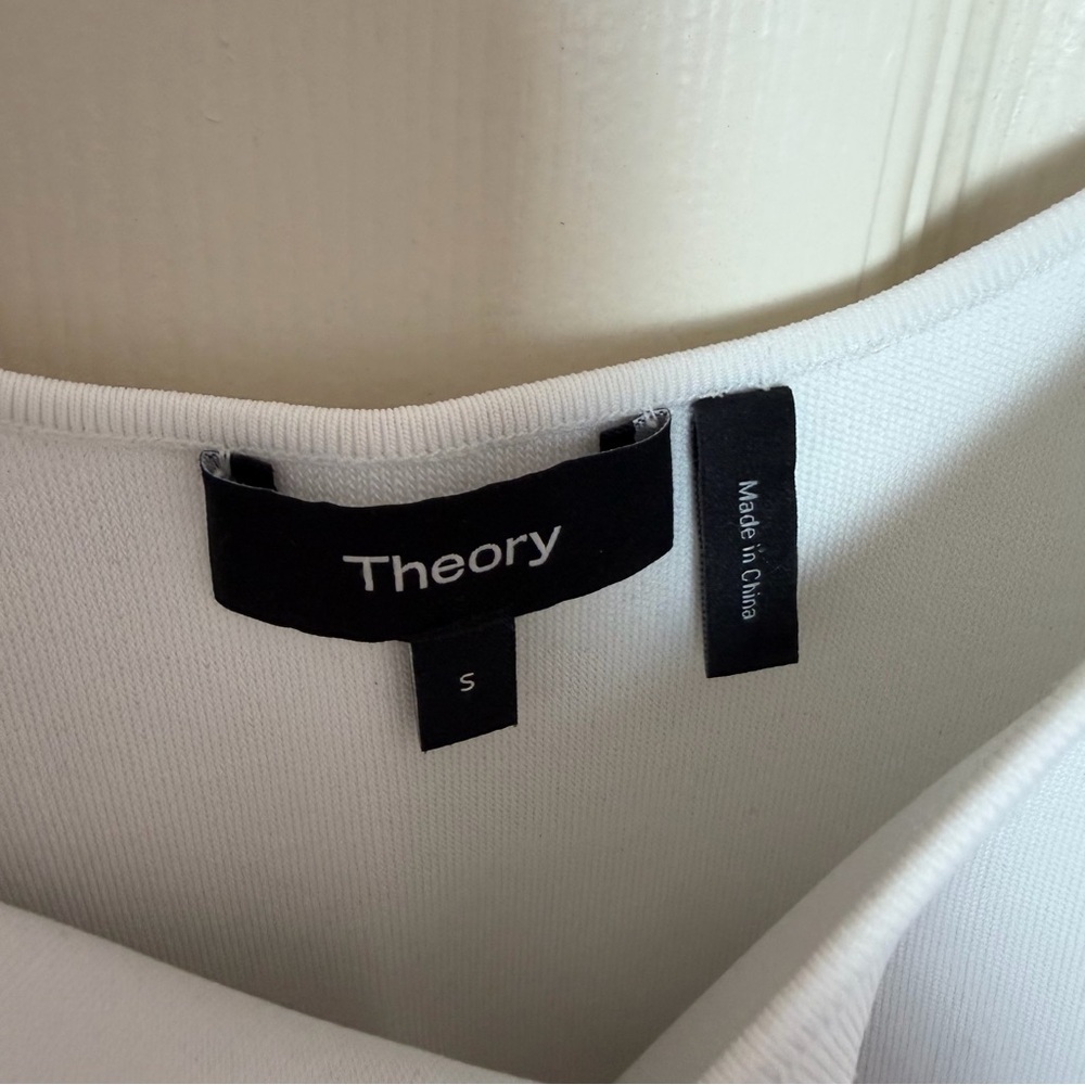 Theory Glossed Scoop Top White Puff Sleeve Size S - Picture 5 of 6
